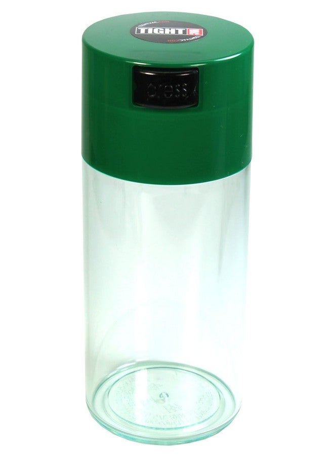 TIGHTPAC Tightvac 1 oz to 6 ounce - Patented Airtight Container | Multi-use Vacuum Container Works as Smell Proof Containers for Herbs and Dry Goods. Dark Green Cap & Clear Body - Image 1